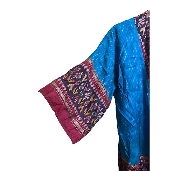 Kashi Silk Jacket Robe Kimono 100% Silk Open Front Boho Hippie One Size - Picture 12 of 12